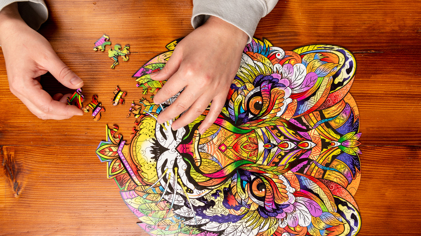 Woodvio™ Puzzle in legno con tigre (38 x 34 cm)