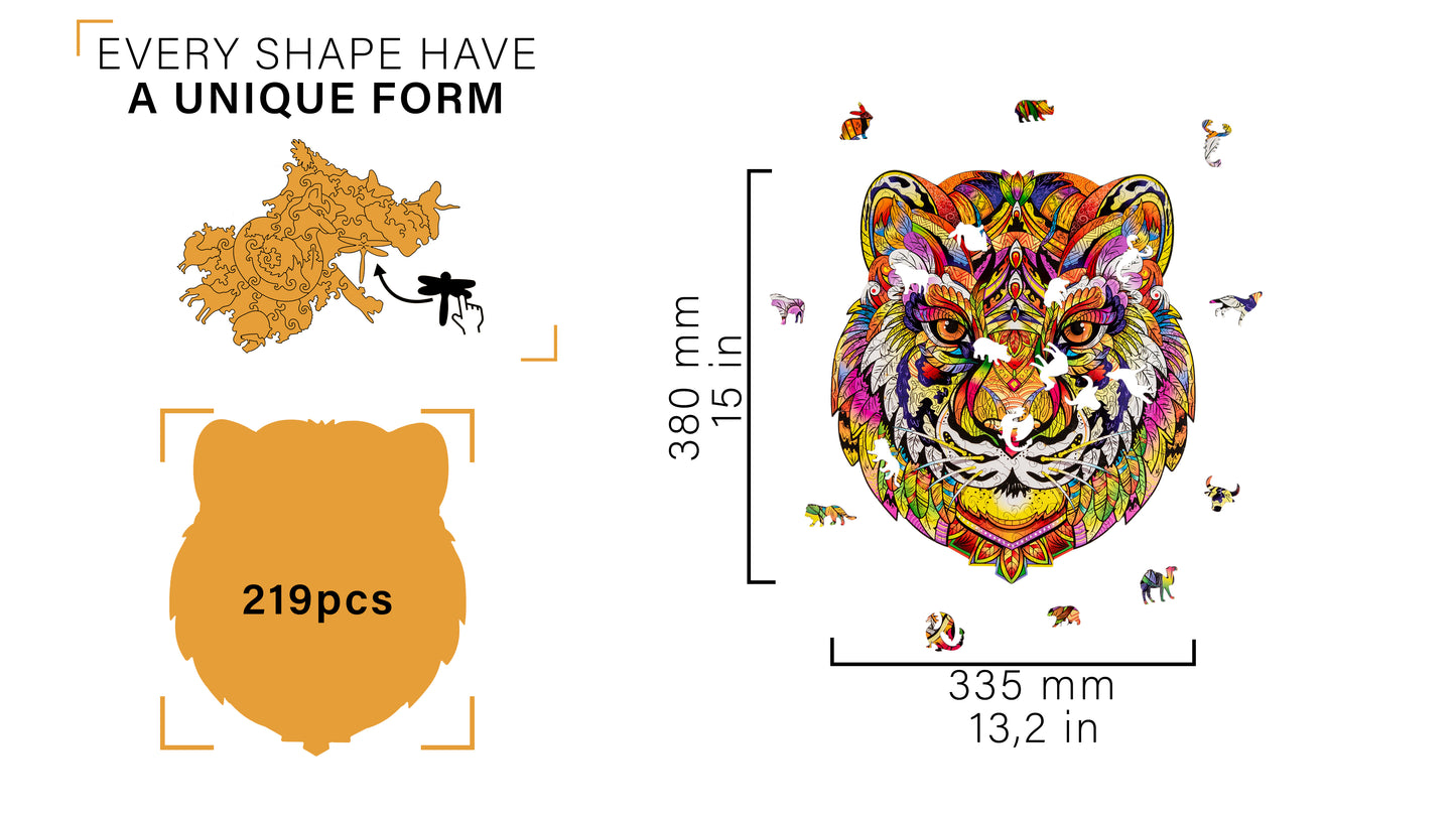 Woodvio™ Puzzle in legno con tigre (38 x 34 cm)