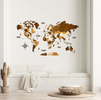 Mappa del mondo in legno 3D Woodvio™