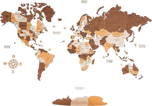 Mappa del mondo in legno 3D Woodvio™