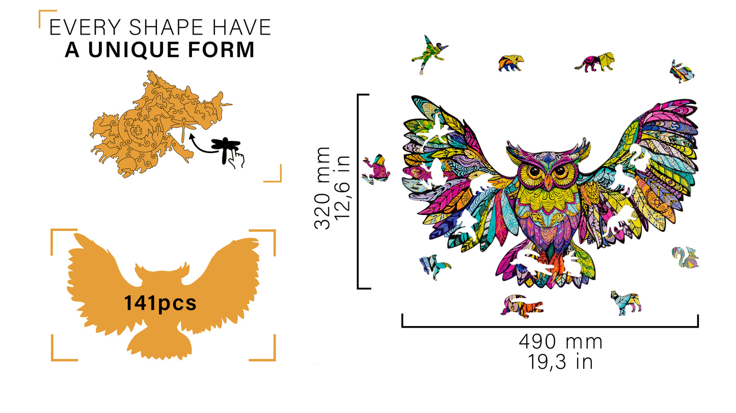 Woodvio™ Puzzle in legno con gufo (32 x 49 cm)